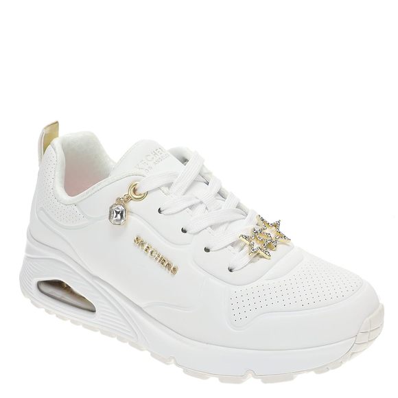 Skechers Girls UNO GEN1 Sneaker, White/Gold, 4.5 Big Kid - Picture 1 of 1